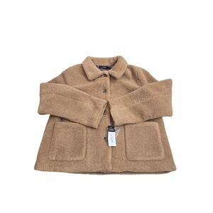 Lauren Ralph Lauren Teddy Sherpa Jacket Women’s XL Camel Cozy Button Front NWT